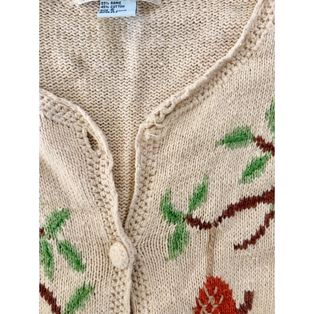 Vintage Orvis Birdhouse Garden Embroidered Cardigan Sweater - Picture 4 of 7